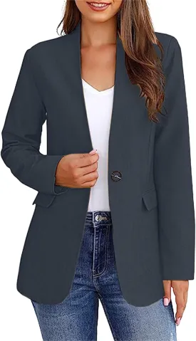 Womens Business Blazers Jackets Casual Long Sleeve Lapel Coats Open Front Tops Button Down Work Outwear with Pockets