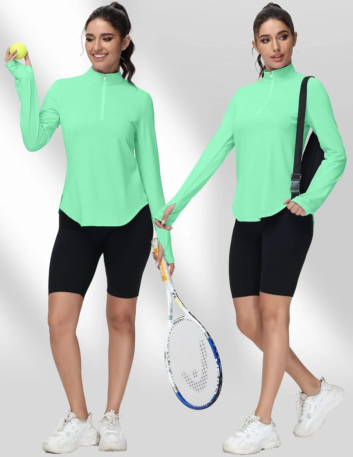 Women's Golf Polo Long Sleeve Workout Tops V Neck UPF 50  Sun Protection Quick Dry Lightweight Active Tennis Shirts