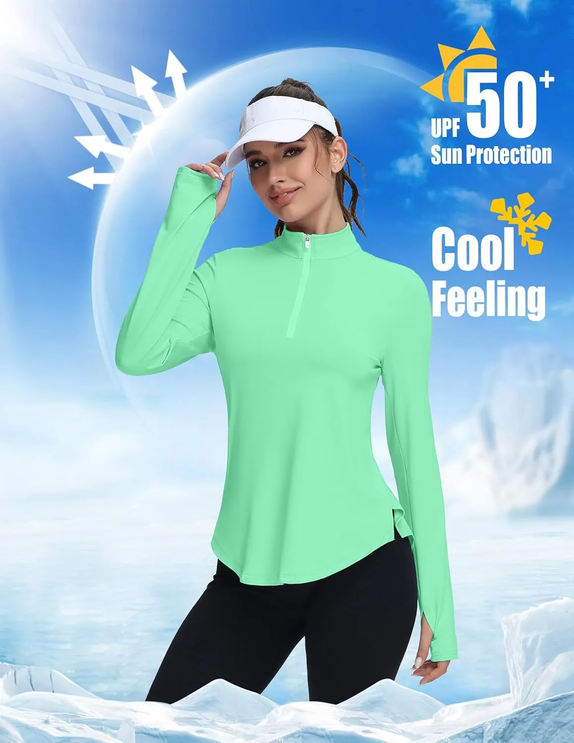 Women's Golf Polo Long Sleeve Workout Tops V Neck UPF 50  Sun Protection Quick Dry Lightweight Active Tennis Shirts