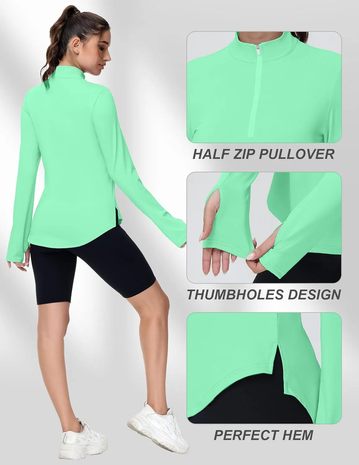 Women's Golf Polo Long Sleeve Workout Tops V Neck UPF 50  Sun Protection Quick Dry Lightweight Active Tennis Shirts