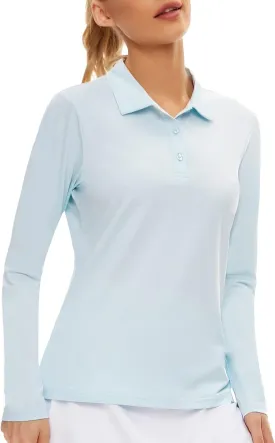 Women's Golf Shirt Long Sleeve Polo Shirt UPF50  Sun Protection Moisture Wicking Quick Dry Golf Polo Shirt