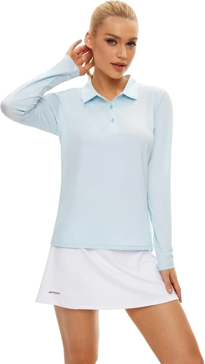 Women's Golf Shirt Long Sleeve Polo Shirt UPF50  Sun Protection Moisture Wicking Quick Dry Golf Polo Shirt