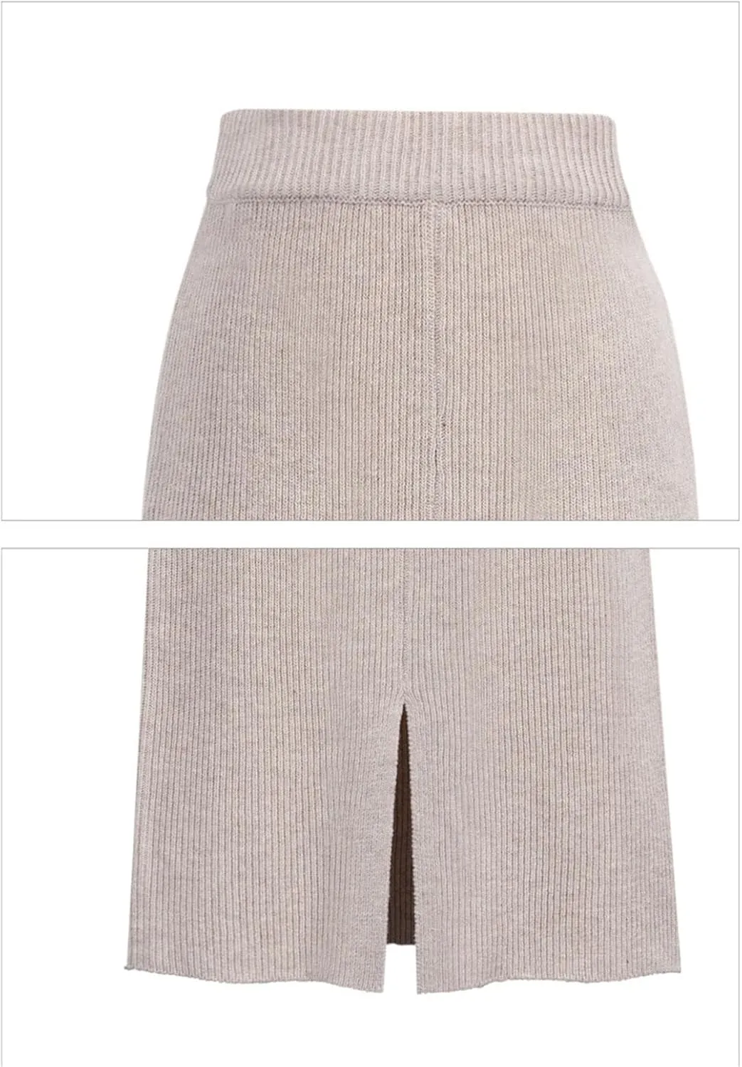 Womens Knit Pencil Skirt High Waist Skirts Knited Split Midi Skirt for