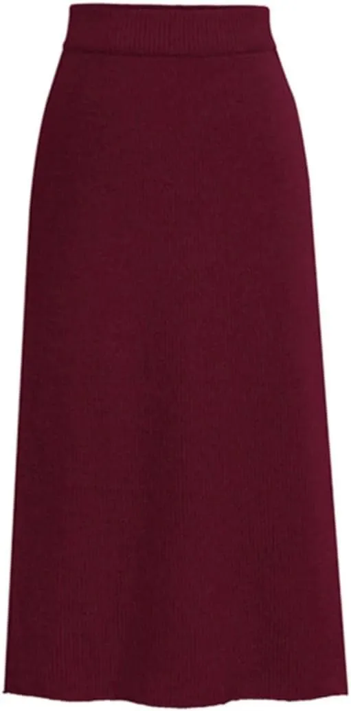 Womens Knit Pencil Skirt High Waist Skirts Knited Split Midi Skirt for