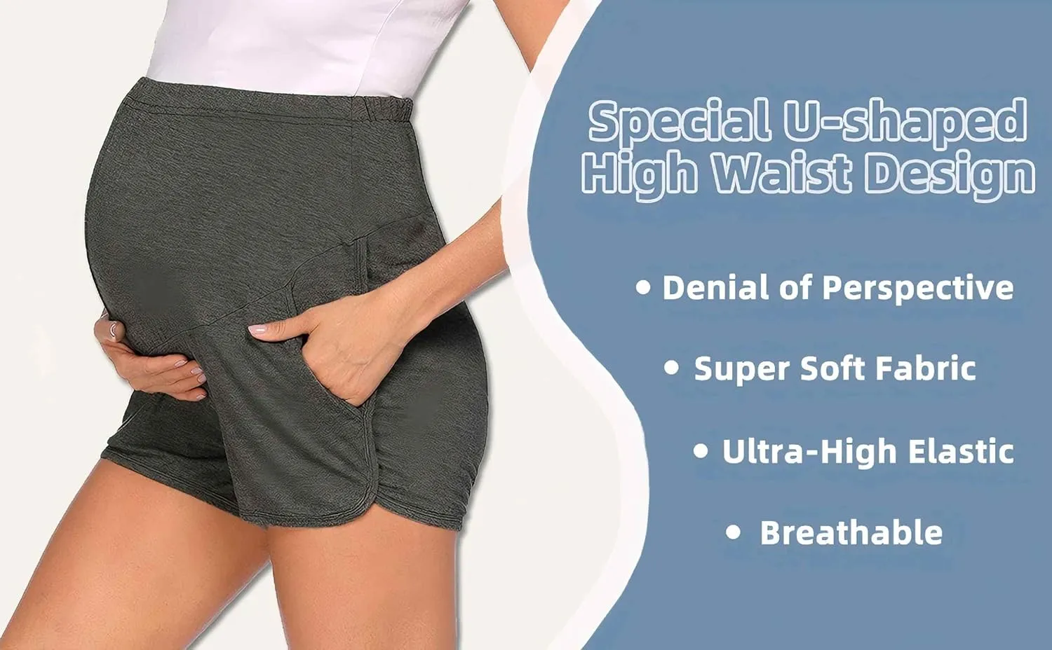 Women's Maternity Shorts Lounge Pregnancy Workout Comfy Stretchy Pajama Shorts with Pockets