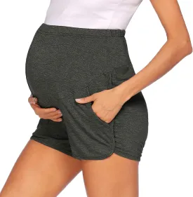 Women's Maternity Shorts Lounge Pregnancy Workout Comfy Stretchy Pajama Shorts with Pockets
