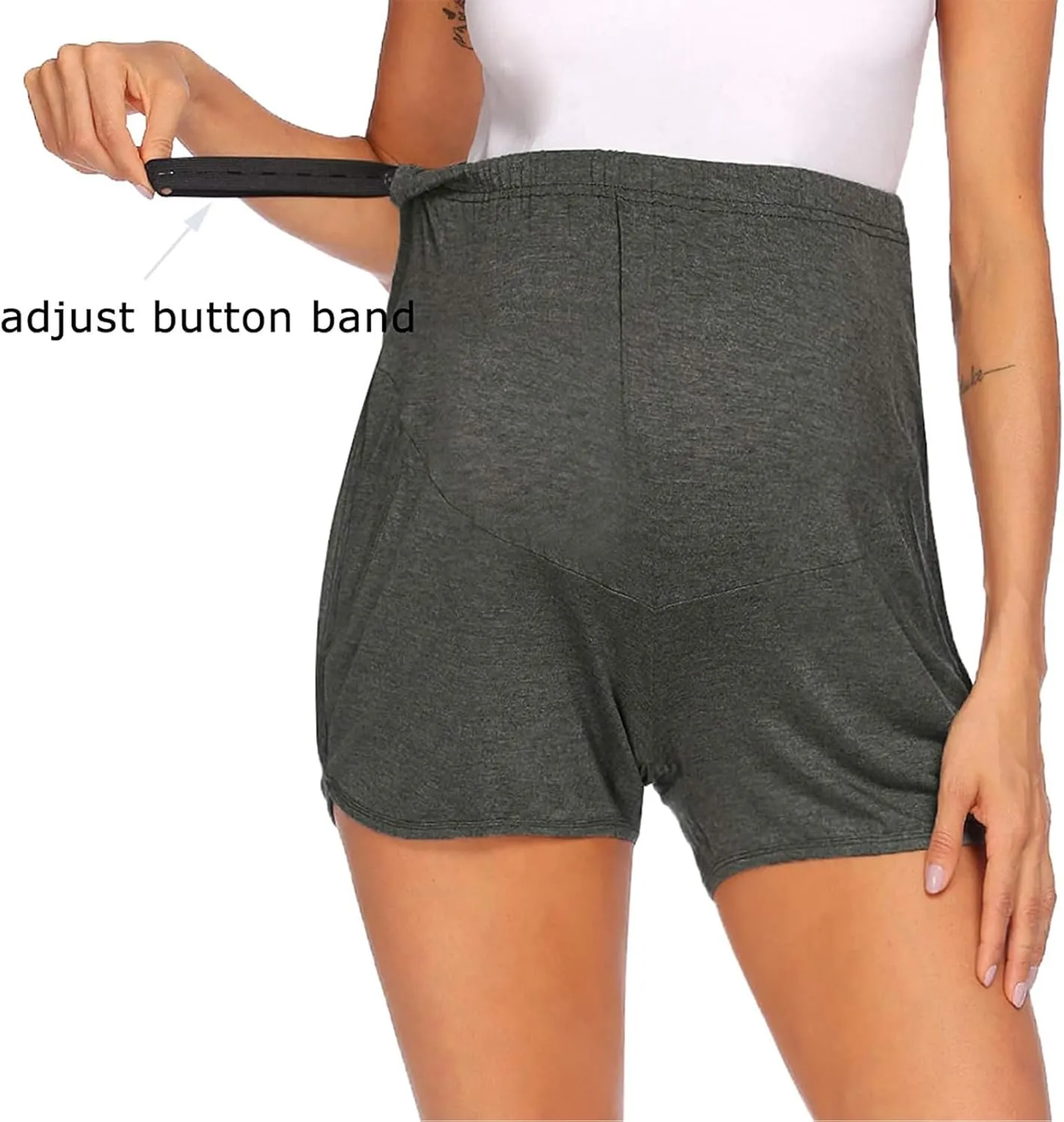 Women's Maternity Shorts Lounge Pregnancy Workout Comfy Stretchy Pajama Shorts with Pockets