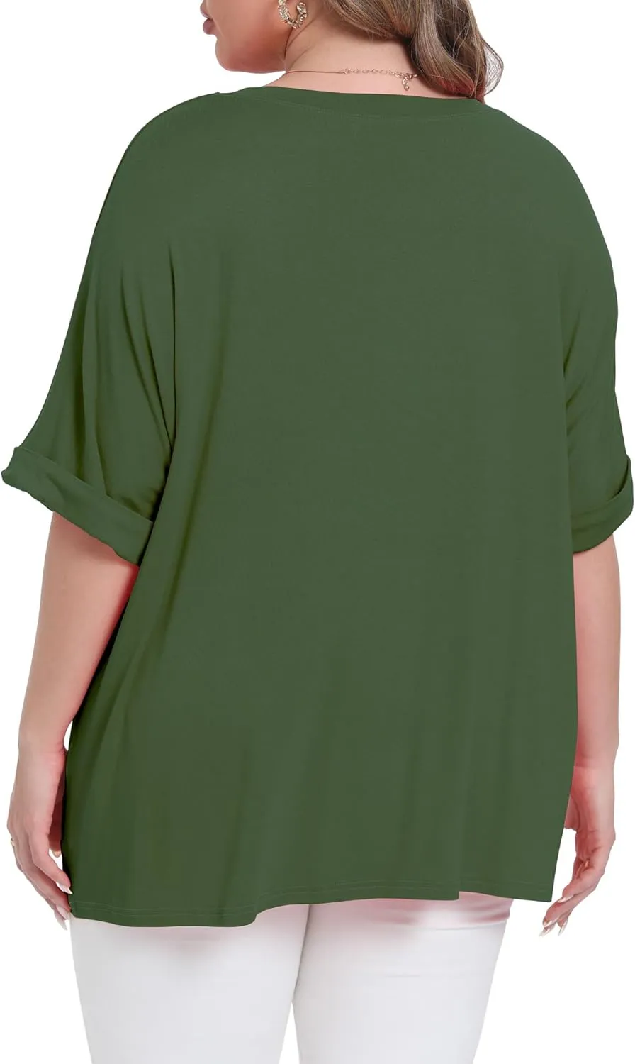 Womens Plus Size Oversized T Shirts Summer Half Sleeve Crew Neck Tops Casual Tunic Blouse