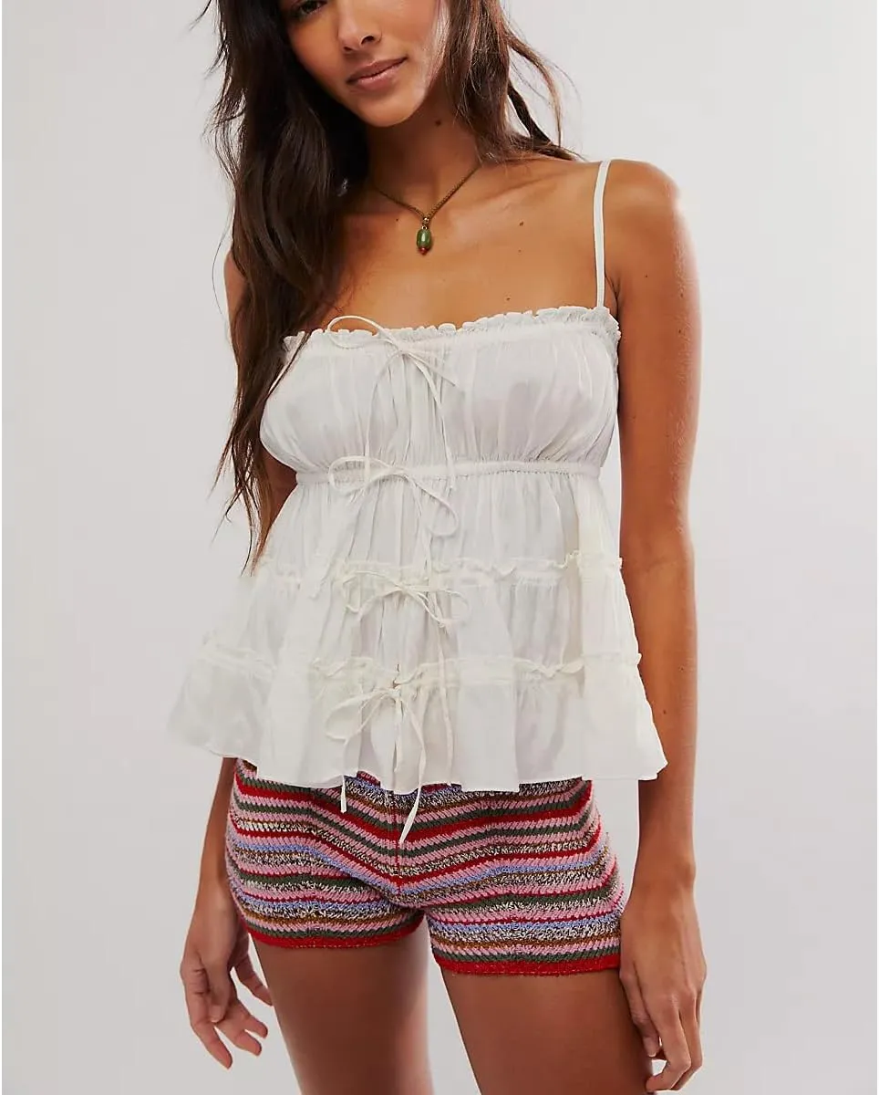 Women's Striped Boxer Shorts Y2K Knit Low Rise Mini Short Lounge Elastic Rainbow Color Block Slim Fit Sweater Shorts