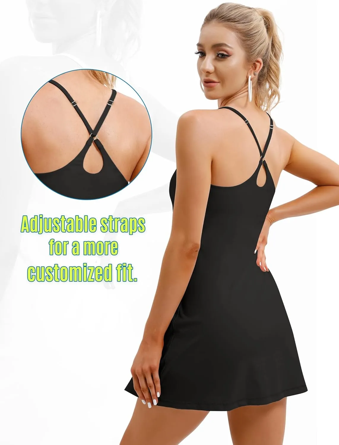 Womens Tennis Dress, Athletic Dress with Built-in Bra & Shorts Pockets Summer Dresses for Women Golf Outfits for Workout