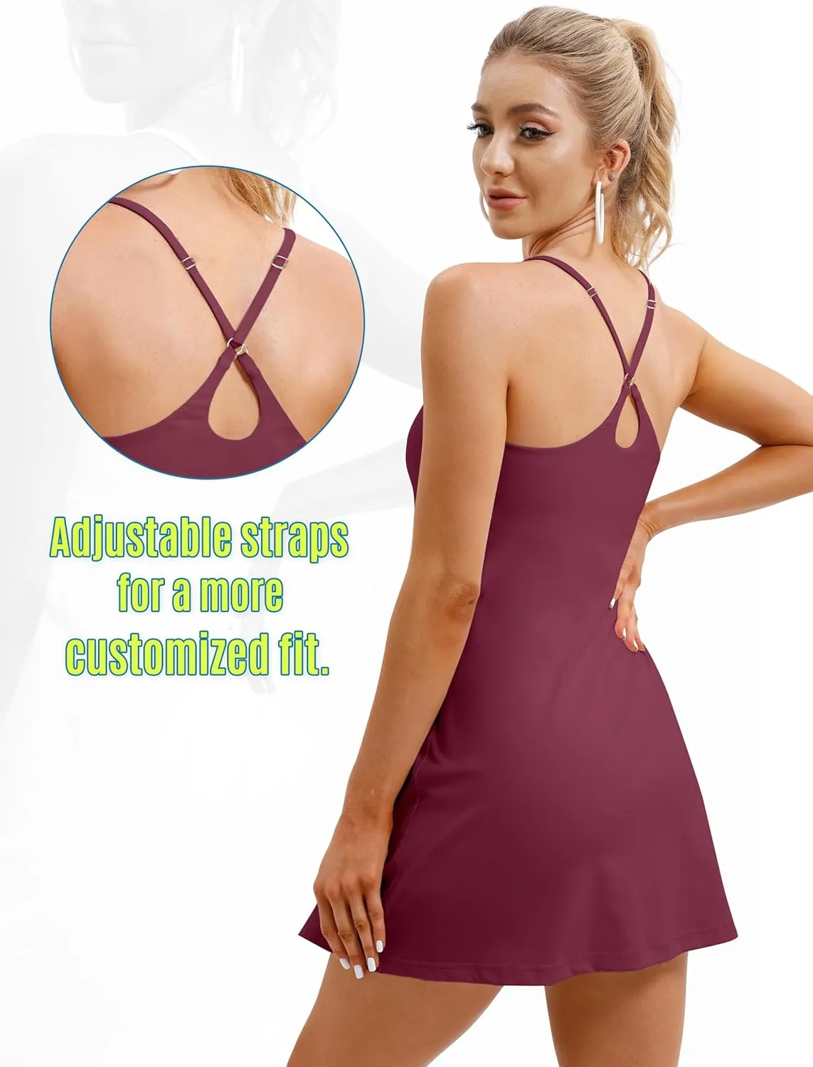 Womens Tennis Dress, Athletic Dress with Built-in Bra & Shorts Pockets Summer Dresses for Women Golf Outfits for Workout
