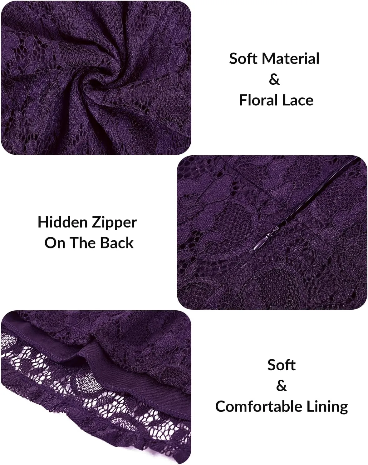 Women's Wedding Guest Plus Size Semi Formal Cocktail Lace Wrap V Neck Short Sleeve Knee Length Dress