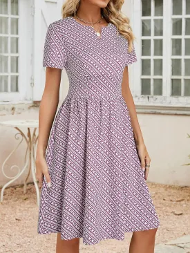 YATHON Women's Vintage Pleated Flared Swing A-Line Casual Party Work Dresses