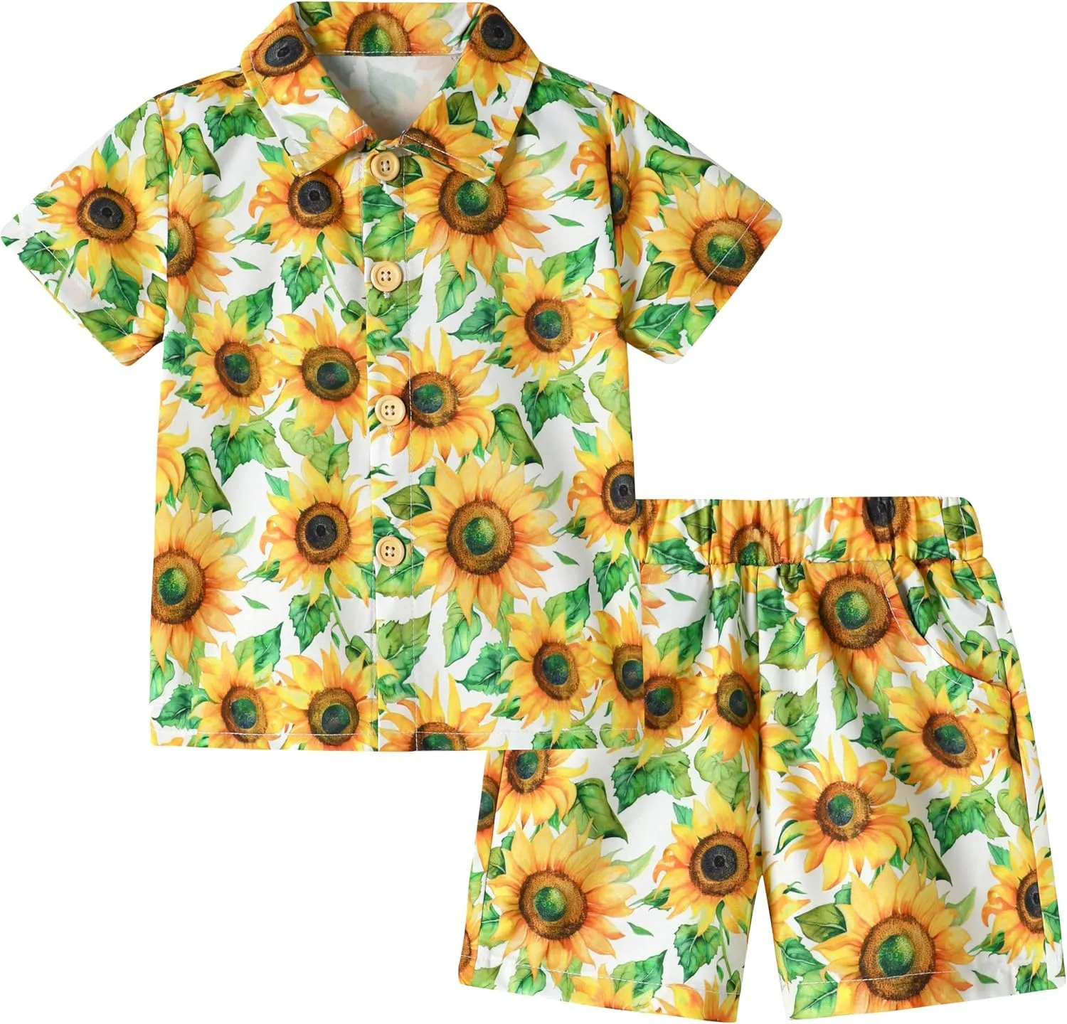 ZOEREA Toddler Baby Boy Clothes Hawaiian Outfit Shorts Sets Printed Button Down Shirt and Shorts Summer Beach Clothes 1-5T