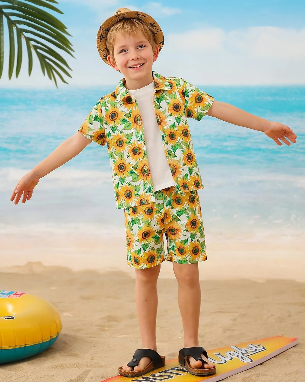 ZOEREA Toddler Baby Boy Clothes Hawaiian Outfit Shorts Sets Printed Button Down Shirt and Shorts Summer Beach Clothes 1-5T